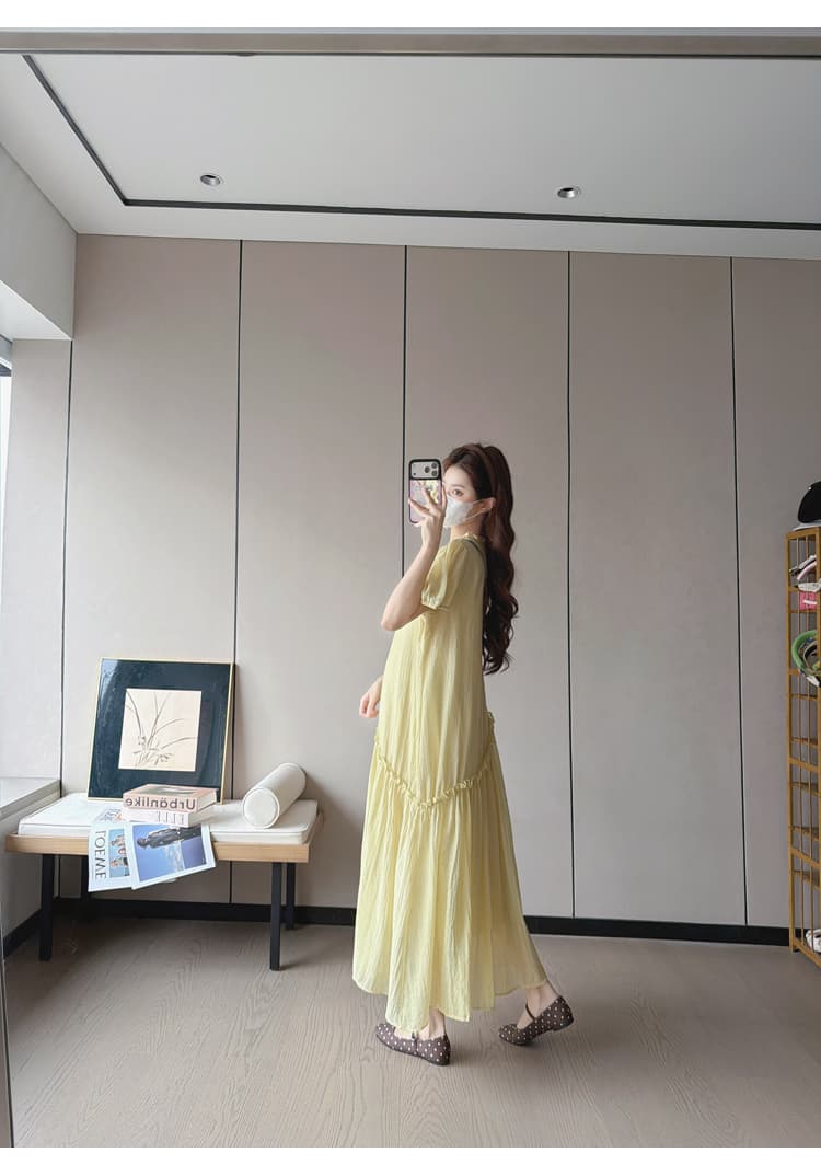 실사 임산부 여름 드레스 드레스 2026 새로운 한국 스타일 중간 길이 루즈핏 임산부 쉬폰 치마 벨트 보내기 상세 이미지 39