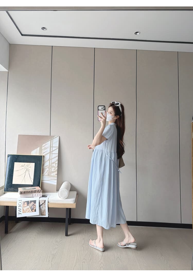 질량 실사 임산부 여름 드레스 드레스 2026 새로운 임산부 여름 중간 길이 임산부 치마 상세 이미지 23