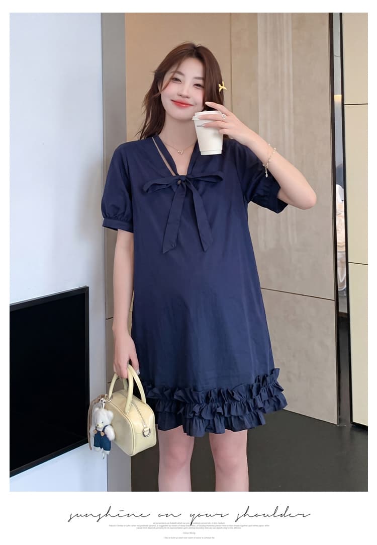 실사 임산부 드레스 2026 새로운 순면 연령 감소 프랑스식 작은 키 루즈핏 슬림해 보이는 고급 센스 여름 치마 상세 이미지 10