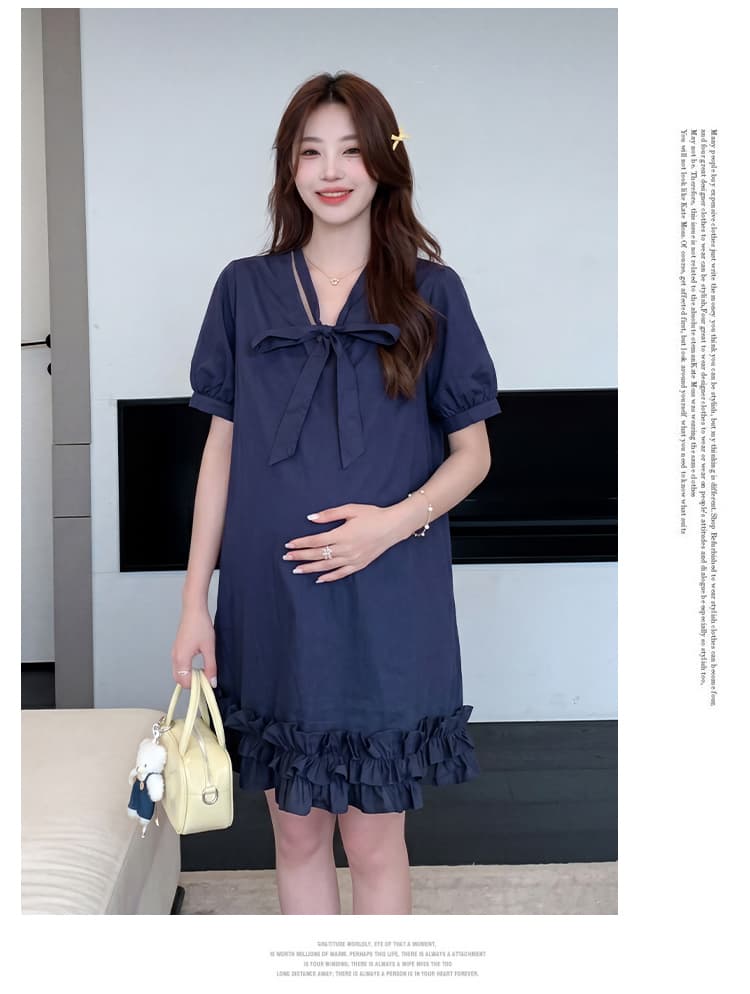 실사 임산부 드레스 2026 새로운 순면 연령 감소 프랑스식 작은 키 루즈핏 슬림해 보이는 고급 센스 여름 치마 상세 이미지 12