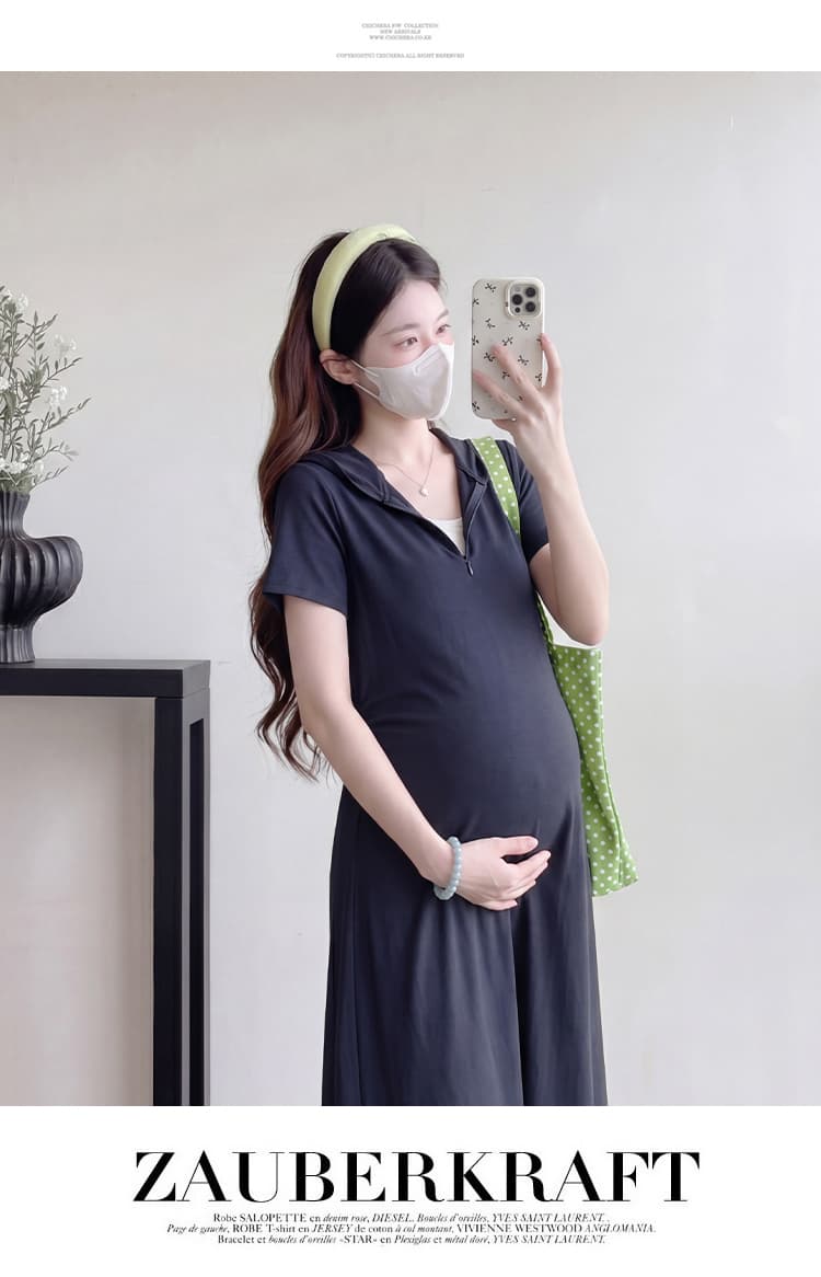 실사 임산부 드레스 여름 고급 센스 디스플레이 몸 새로운 작은 키 출산 착용 후드 치마 캐주얼 여름 상세 이미지 20