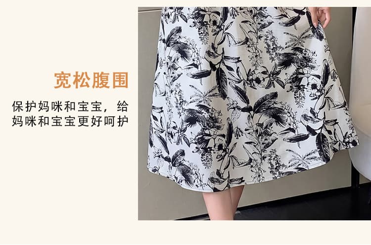 실사 프랑스식 고급 꽃무늬 치마 드레스 여름 새로운 출산 착용 품격 허리 수축 표지 배 페이크 레이어드 치마 상세 이미지 9