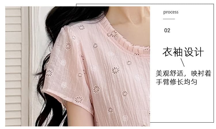 실사 새로운 2026 년 실사 출산 착용 드레스 여름 드레스 새로운 플리츠 칼라 쉬폰 작은 조우 데이지 치마 상세 이미지 7