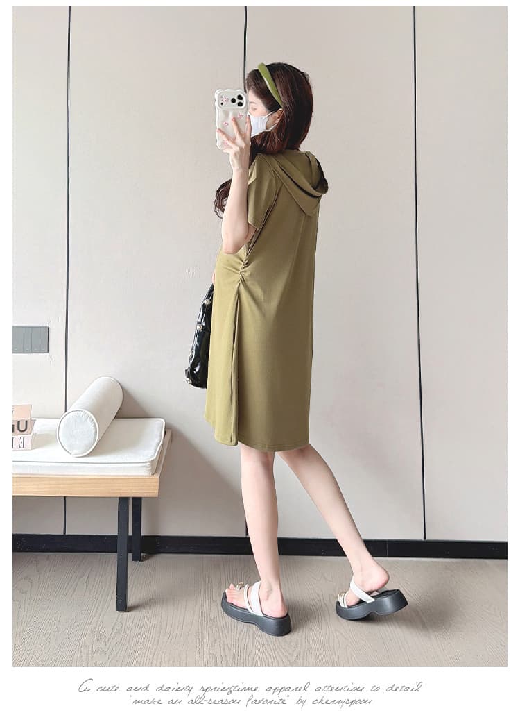실사 임산부 드레스 여름 고급 센스 디스플레이 몸 새로운 작은 키 출산 착용 후드 치마 캐주얼 여름 상세 이미지 12