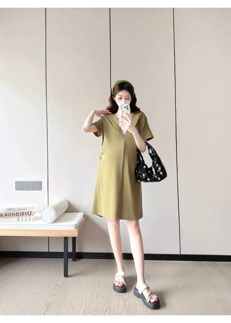 실사 임산부 드레스 여름 고급 센스 디스플레이 몸 새로운 작은 키 출산 착용 후드 치마 캐주얼 여름 상세 이미지 20
