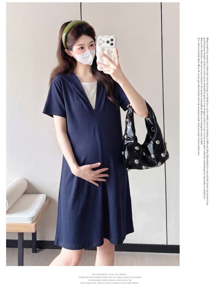실사 임산부 드레스 여름 고급 센스 디스플레이 몸 새로운 작은 키 출산 착용 후드 치마 캐주얼 여름 상세 이미지 28