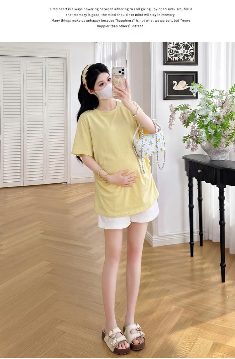 실사 눈꽃 면 임산부 맨위 여름 미니멀리즘 고급 센스 반팔 티셔츠 확실하지 않음 임신 한 출산 착용 임신 엄마 착용 가져 가라. 상세 이미지 16