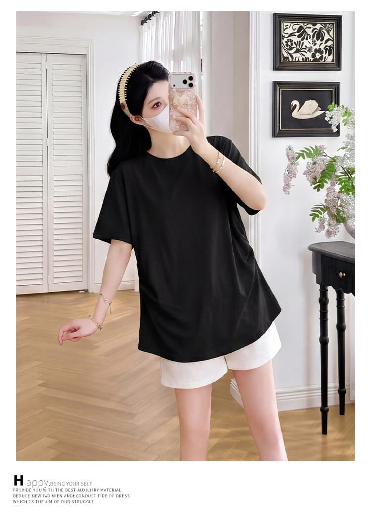 실사 눈꽃 면 임산부 맨위 여름 미니멀리즘 고급 센스 반팔 티셔츠 확실하지 않음 임신 한 출산 착용 임신 엄마 착용 가져 가라. 상세 이미지 19