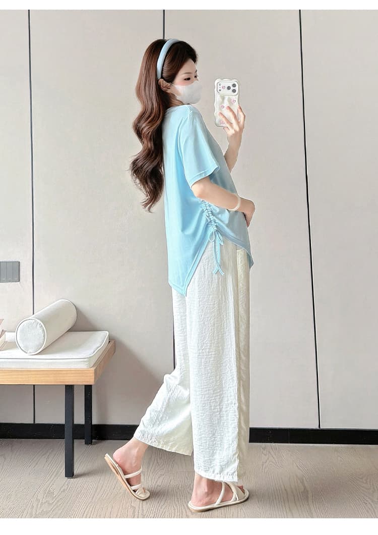 실사 선물 화물 순면 출산 착용 맨위 여름 드레스 새로운 불규칙 티셔츠 루즈핏 빅 사이즈 자수 t 상세 이미지 23