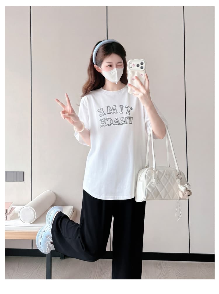 실사 출산 착용 여름 드레스 동정 2026 새로운 한국 스타일 루즈핏 편안함 순면 티셔츠 임산부 반팔 맨위 서비스 상세 이미지 27