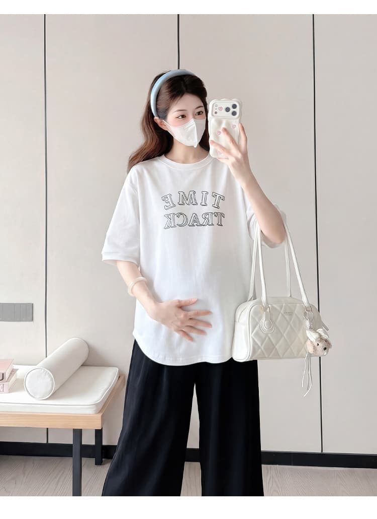 실사 출산 착용 여름 드레스 동정 2026 새로운 한국 스타일 루즈핏 편안함 순면 티셔츠 임산부 반팔 맨위 서비스 상세 이미지 28