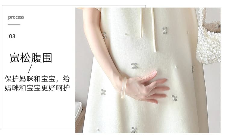 실사 출산 착용 여름 드레스 드레스 2026 새로운 한국 스타일 작은 키 중간 길이 한 마디 밑단 인형 치마 상세 이미지 8