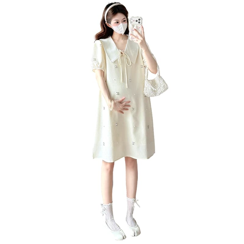 실사 출산 착용 여름 드레스 드레스 2026 새로운 한국 스타일 작은 키 중간 길이 한 마디 밑단 인형 치마 상세 이미지 34
