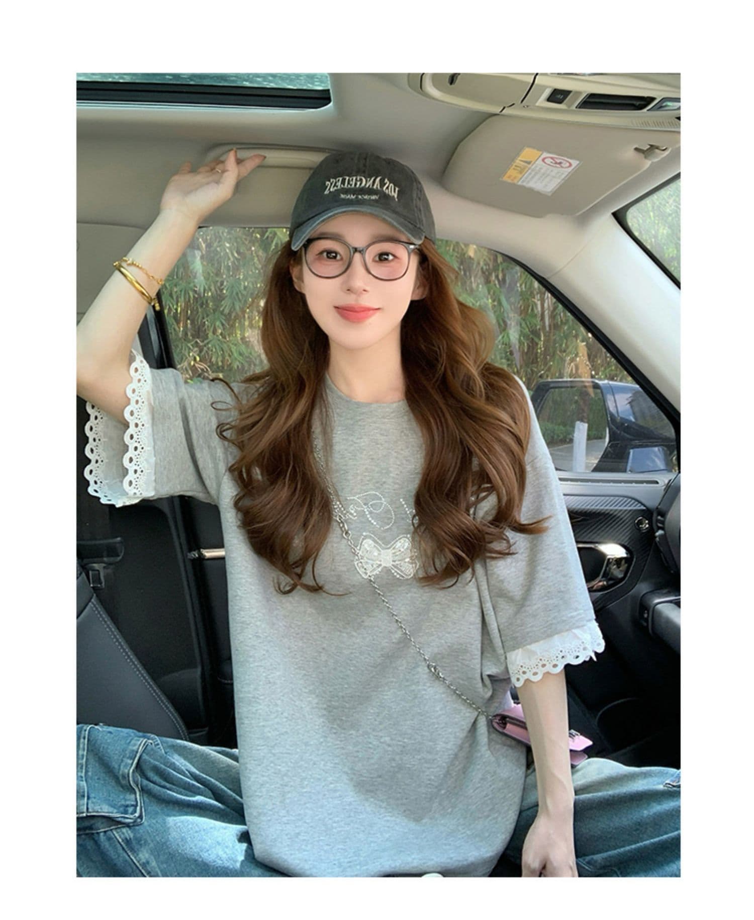 여름 임산부 맨위 2026 새로운 한 부서 연령 감소 외국 가스 레이스 조각 비즈 박기 반팔 동정 루즈핏 라운드 넥 상세 이미지 5