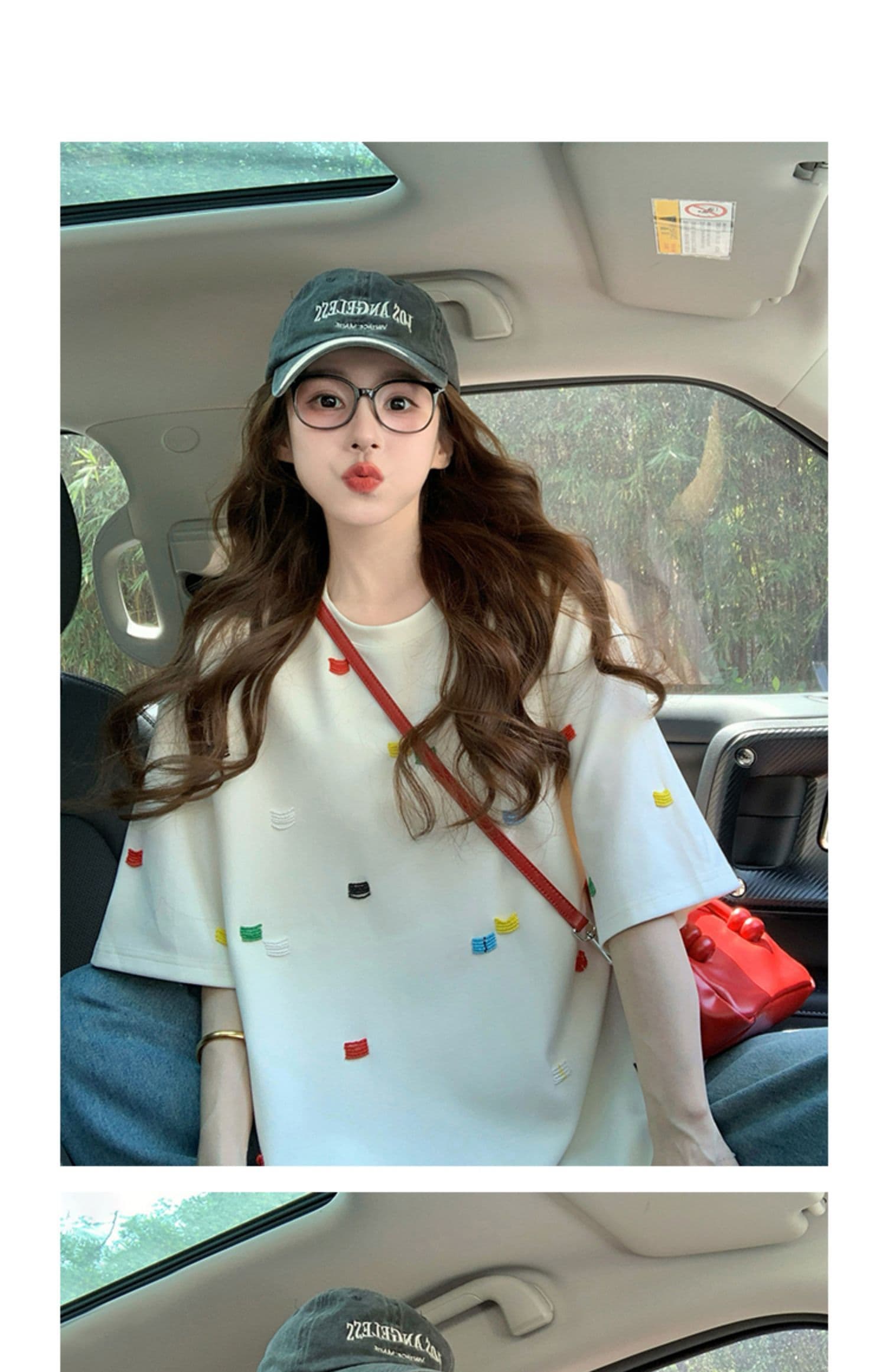 임산부 여름 드레스 반팔 티셔츠 2026 새로운 여름 작은 대중 디자인 센스 아메리칸 루즈핏 빅 사이즈 출산 착용 맨위 상세 이미지 6