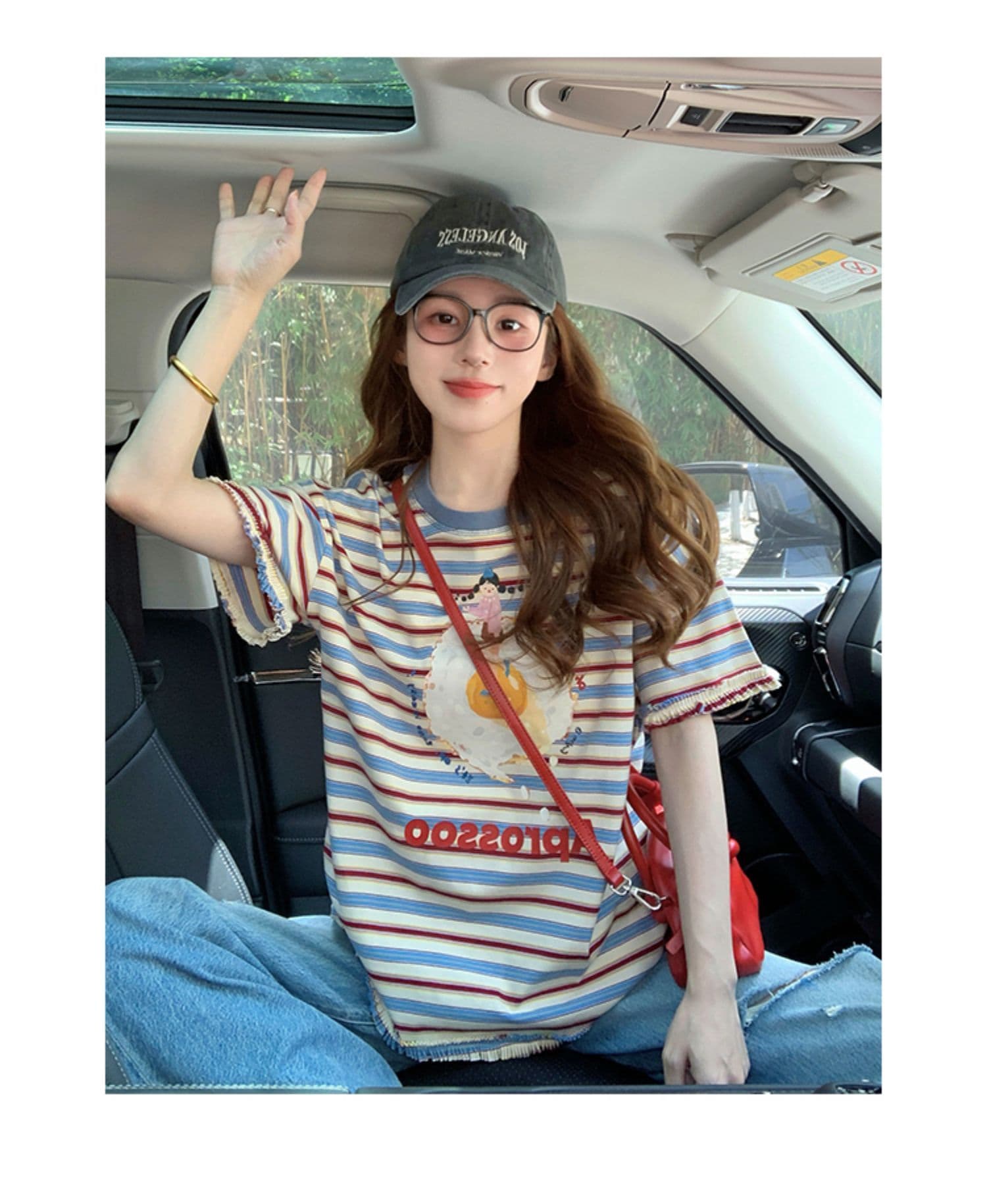인터넷 유명인 출산 착용 루즈핏 빅 사이즈 레트로 스트라이프 반팔 티셔츠 2026 년 새로운 여름 루즈핏 라운드 넥 맨위 상세 이미지 5