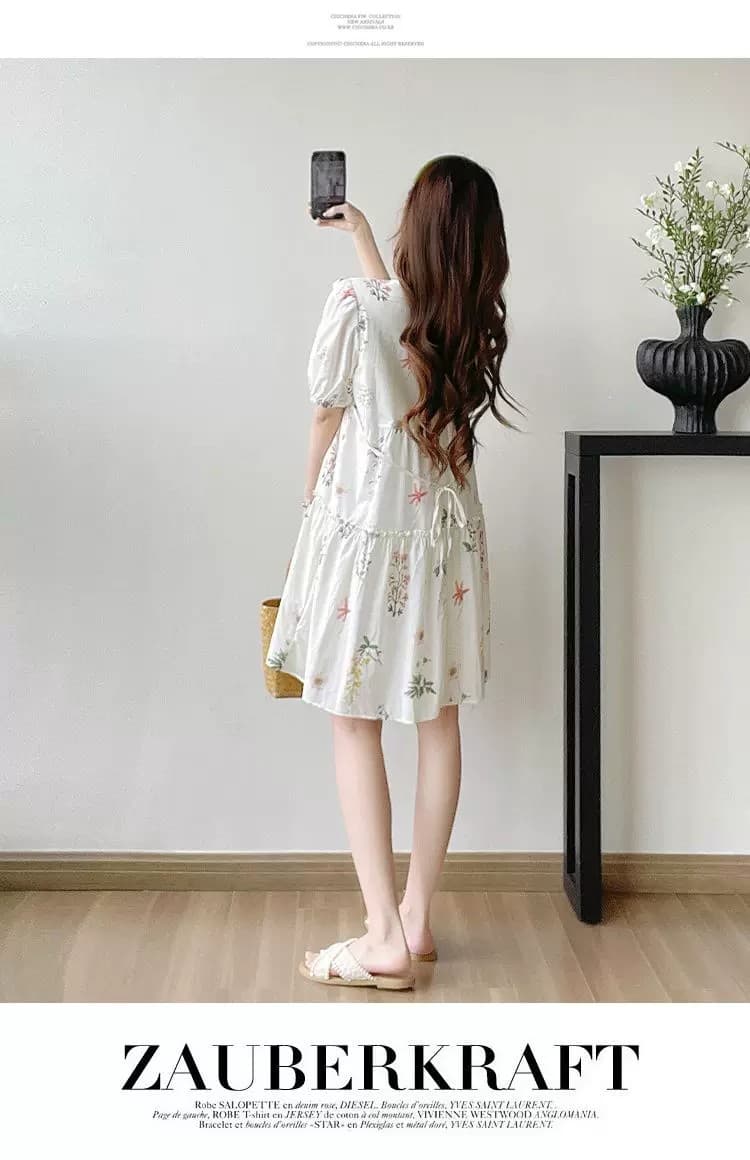 실사 임산부 여름 드레스 2026 새로운 임산부 여름 드레스 여름 드레스 쉬폰 중간 길이 임산부 치마 상세 이미지 11