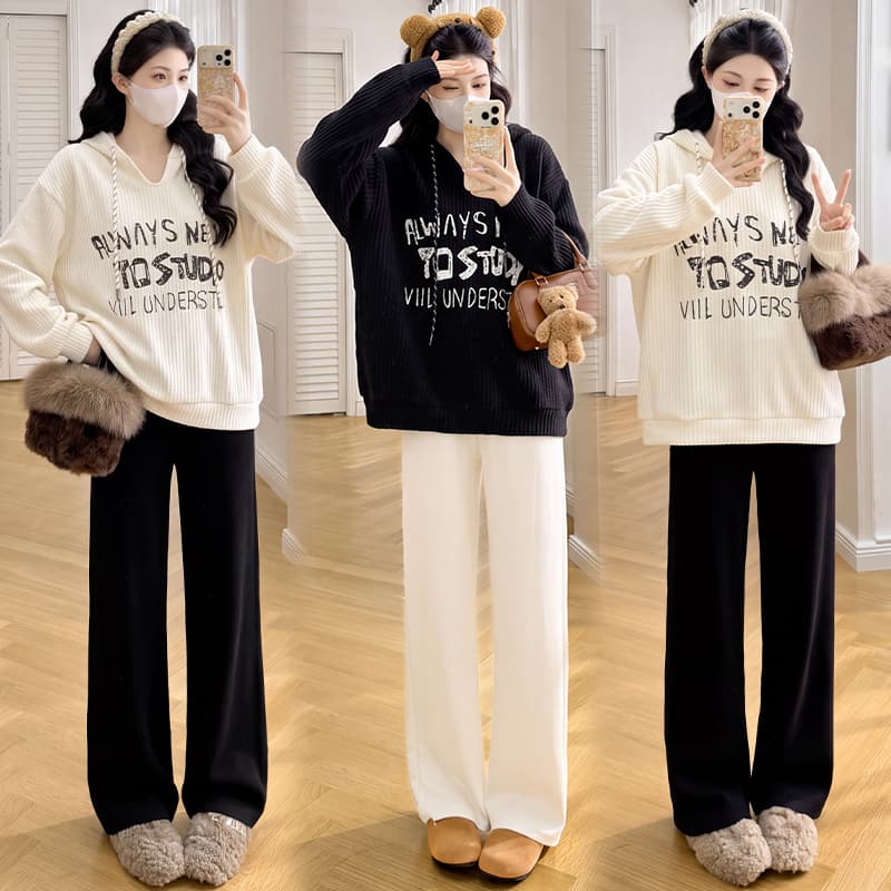 실사 출산 착용 디자인 센스 후드 긍정적 인 어깨 후드티 여성 2026 봄 가을 루즈핏 구덩이 기사 슬림해 보이는 맨위 기본 셔츠 이미지 2