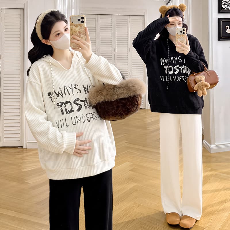 실사 출산 착용 디자인 센스 후드 긍정적 인 어깨 후드티 여성 2026 봄 가을 루즈핏 구덩이 기사 슬림해 보이는 맨위 기본 셔츠 이미지 4