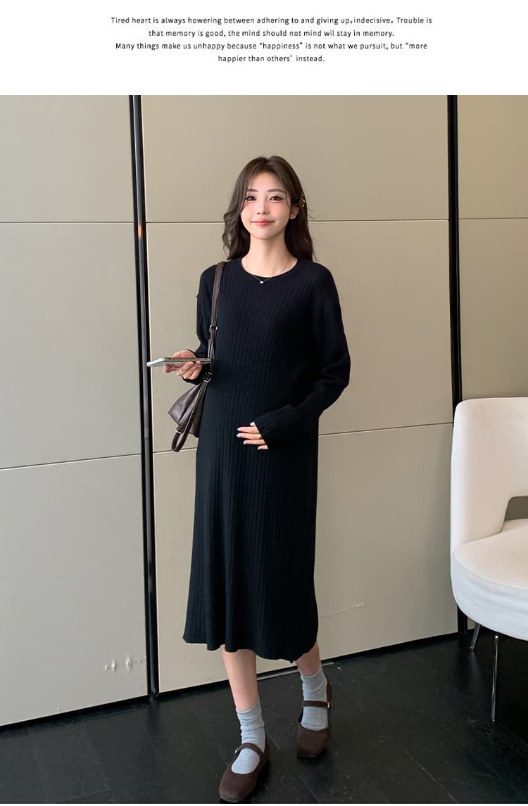 실사 2026 새로운 터틀넥 라운드 넥 출산 착용 드레스 봄 가을 가을 의상 가을 니트 기본 스커트 상세 이미지 16