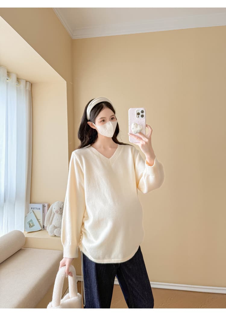 실사 출산 착용 맨위 봄과 가을 외국 가스 표지 임신 배 긴팔 티셔츠 가을 기본 셔츠 패션 나가라. 한국 스타일 상세 이미지 38