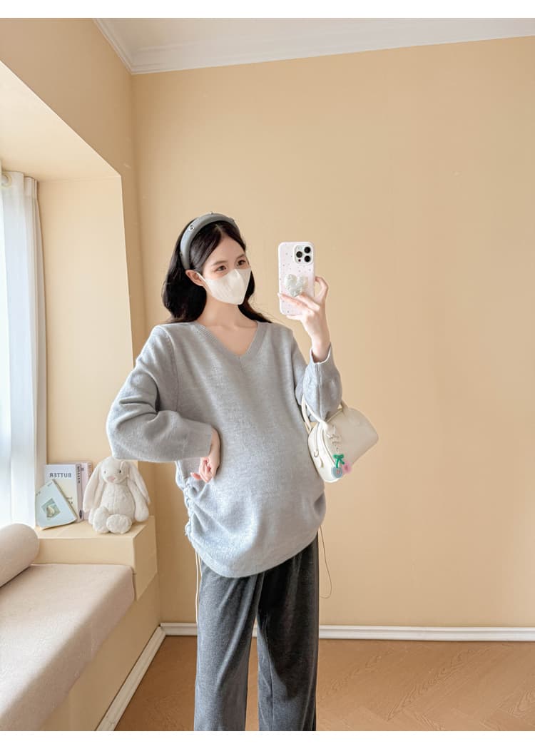 실사 출산 착용 맨위 봄과 가을 외국 가스 표지 임신 배 긴팔 티셔츠 가을 기본 셔츠 패션 나가라. 한국 스타일 상세 이미지 49