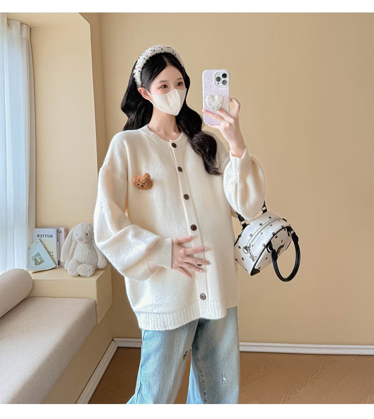 실사 출산 착용 루즈핏 느긋한 바람 스웨터 여성 코트 가을과 겨울 표지 배 외국 가스 연령 감소 니트 오픈 가디건 맨위 상세 이미지 40