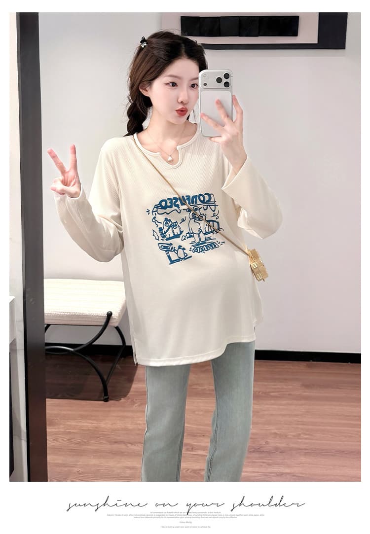 실사 선물 물품 출산 착용 가을 겨울 티셔츠 긴팔 가을 2026 새로운 기본 셔츠 프린트 만화 맨위 봄 가을 상세 이미지 10