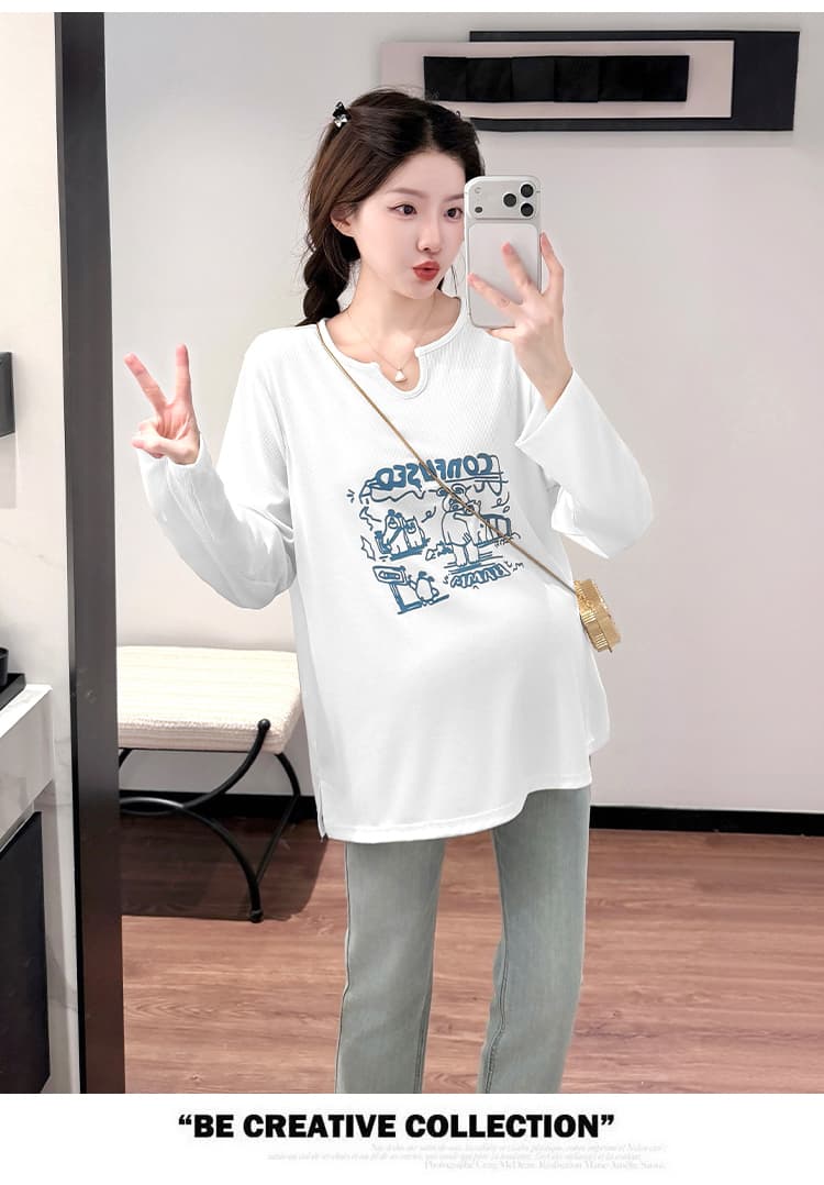 실사 선물 물품 출산 착용 가을 겨울 티셔츠 긴팔 가을 2026 새로운 기본 셔츠 프린트 만화 맨위 봄 가을 상세 이미지 23