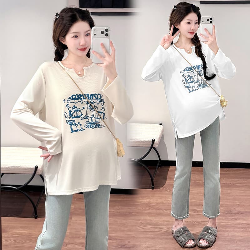 실사 선물 물품 출산 착용 가을 겨울 티셔츠 긴팔 가을 2026 새로운 기본 셔츠 프린트 만화 맨위 봄 가을 상세 이미지 28