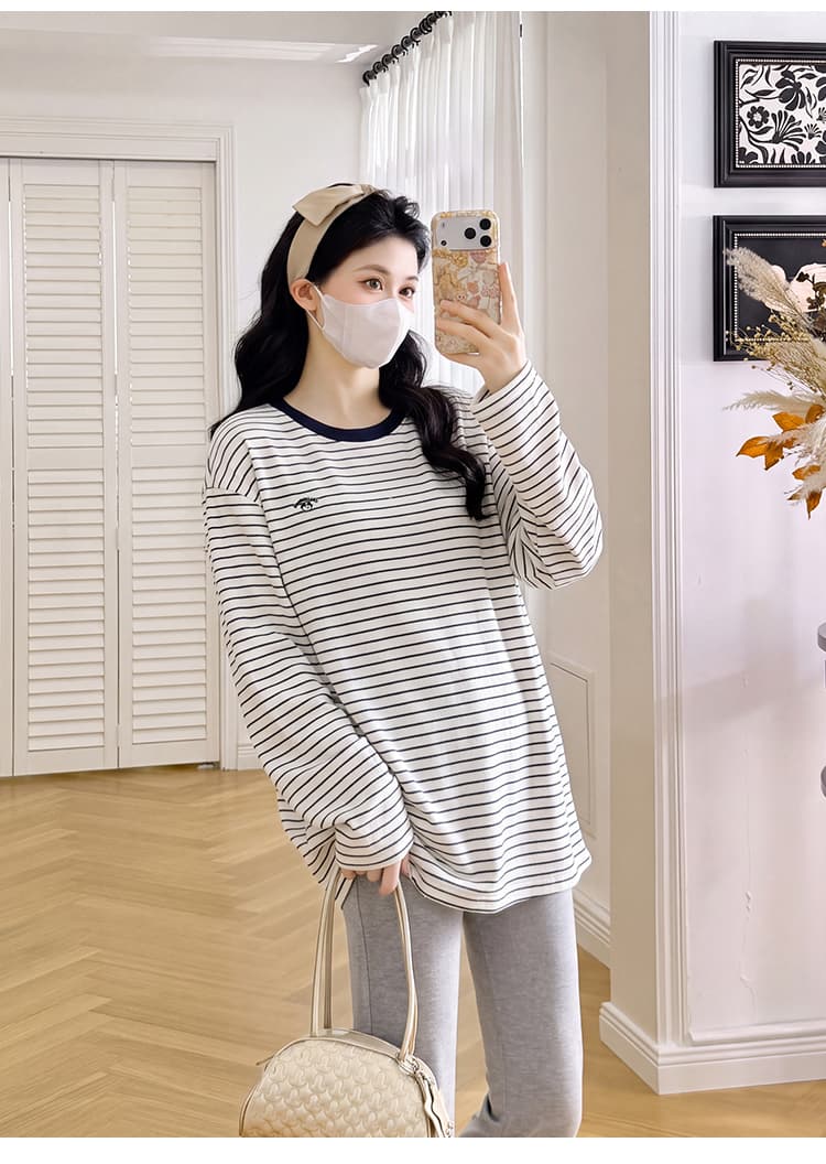 실사 출산 착용 2026 이른 가을 한 부서 디자인 센스 니트 스웨터 여성 봄 가을 슬림해 보이는 표지 배 스웨터 루즈핏 상세 이미지 29