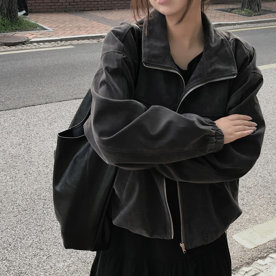 한국 스타일 가지고있다 밖으로 chic 루즈핏 개성 쇼트 스타일 캐주얼 재킷 재킷