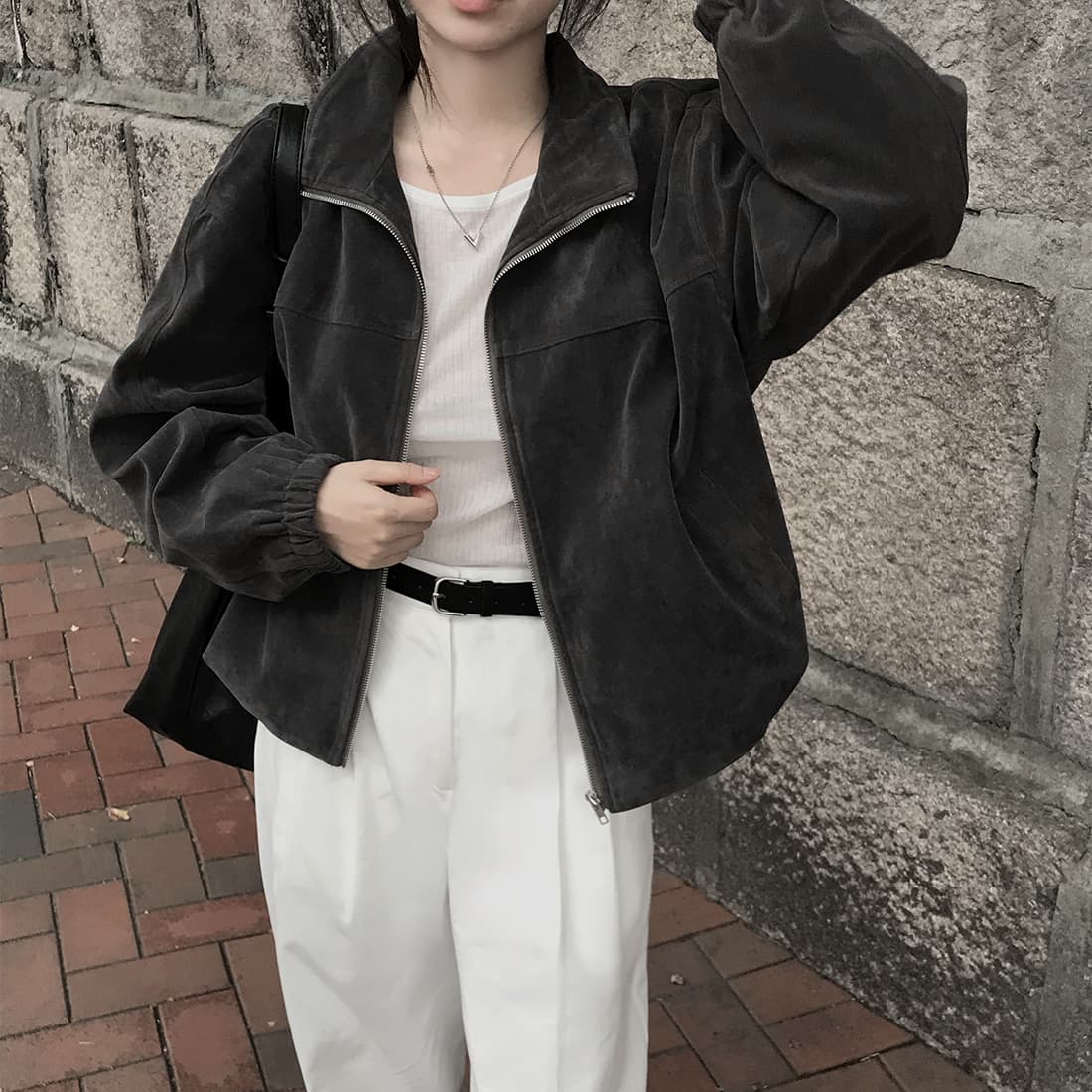 한국 스타일 가지고있다 밖으로 chic 루즈핏 개성 쇼트 스타일 캐주얼 재킷 재킷 이미지 3