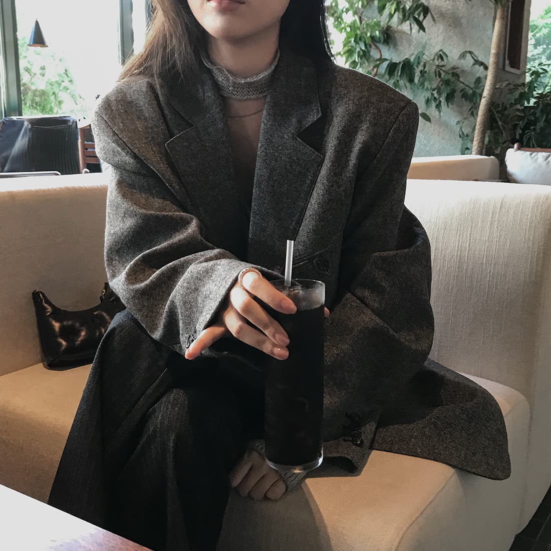있음 선적 한국 스타일 chic 미니멀리즘 출퇴근 고급 센스 다용도 정장 칼라 보온 재킷 상세 이미지 6