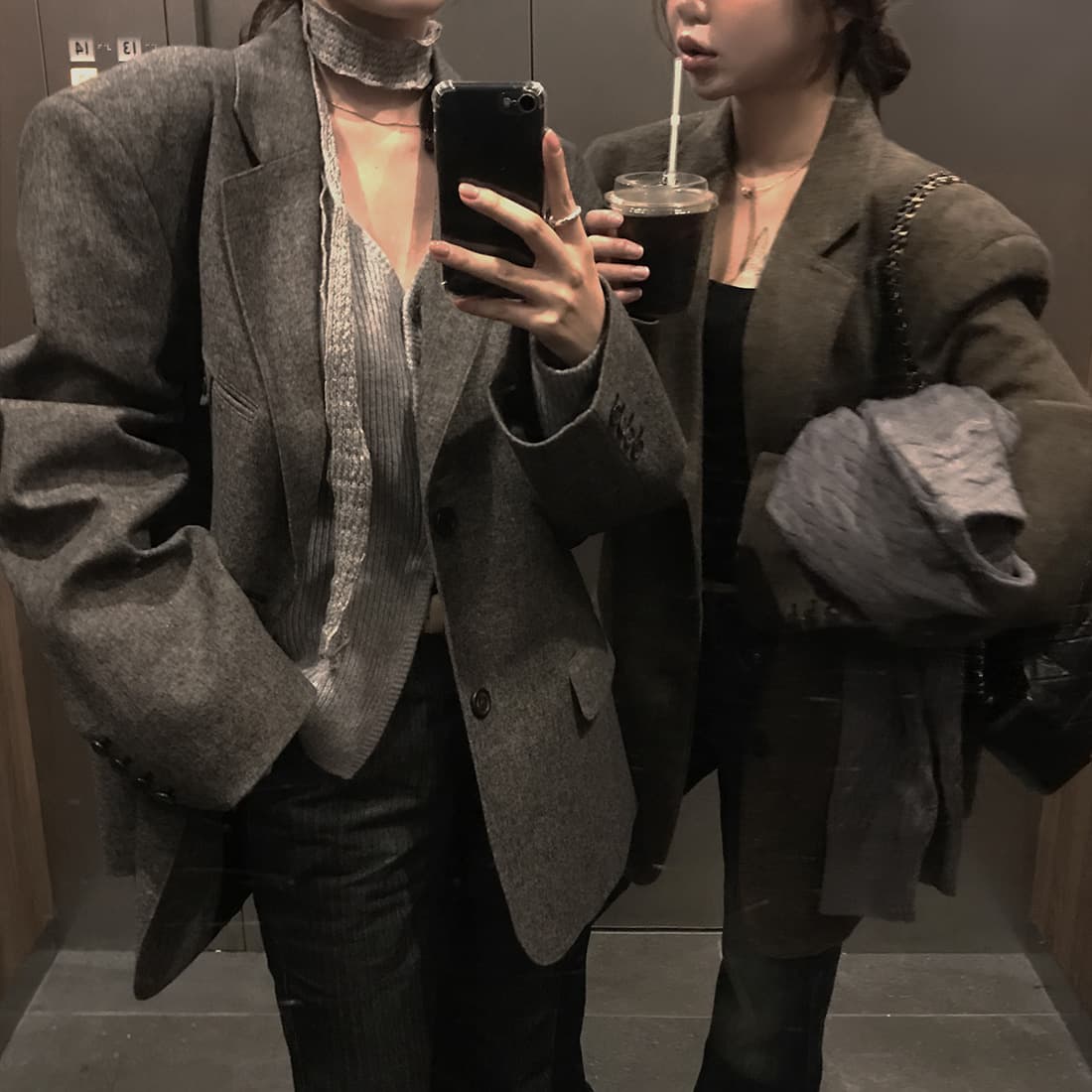 있음 선적 한국 스타일 chic 미니멀리즘 출퇴근 고급 센스 다용도 정장 칼라 보온 재킷 상세 이미지 12