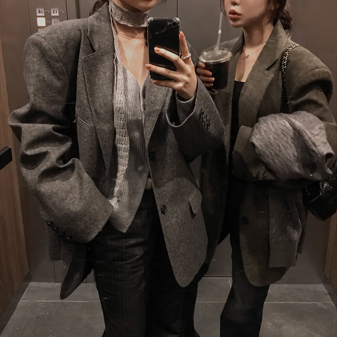있음 선적 한국 스타일 chic 미니멀리즘 출퇴근 고급 센스 다용도 정장 칼라 보온 재킷 상세 이미지 13