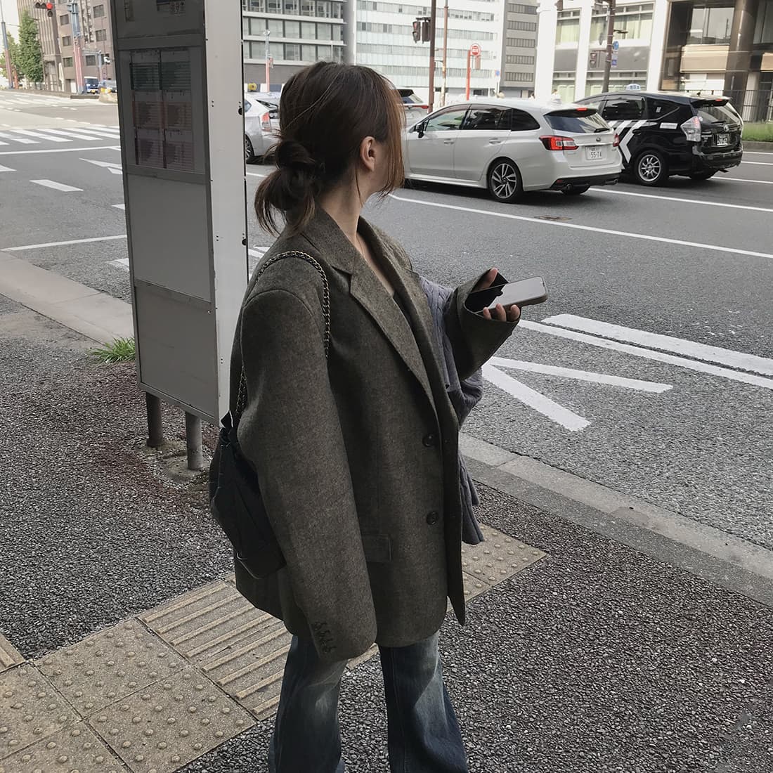 있음 선적 한국 스타일 chic 미니멀리즘 출퇴근 고급 센스 다용도 정장 칼라 보온 재킷 상세 이미지 20
