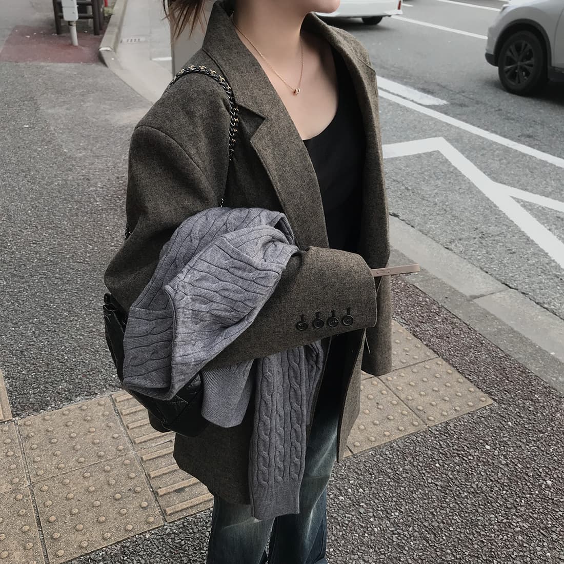 있음 선적 한국 스타일 chic 미니멀리즘 출퇴근 고급 센스 다용도 정장 칼라 보온 재킷 상세 이미지 21