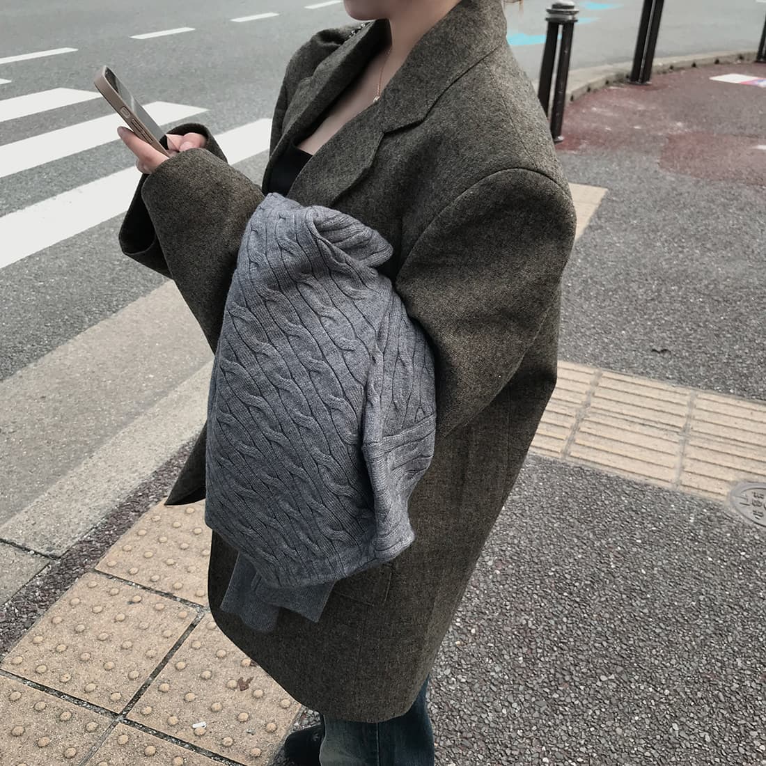 있음 선적 한국 스타일 chic 미니멀리즘 출퇴근 고급 센스 다용도 정장 칼라 보온 재킷 상세 이미지 22