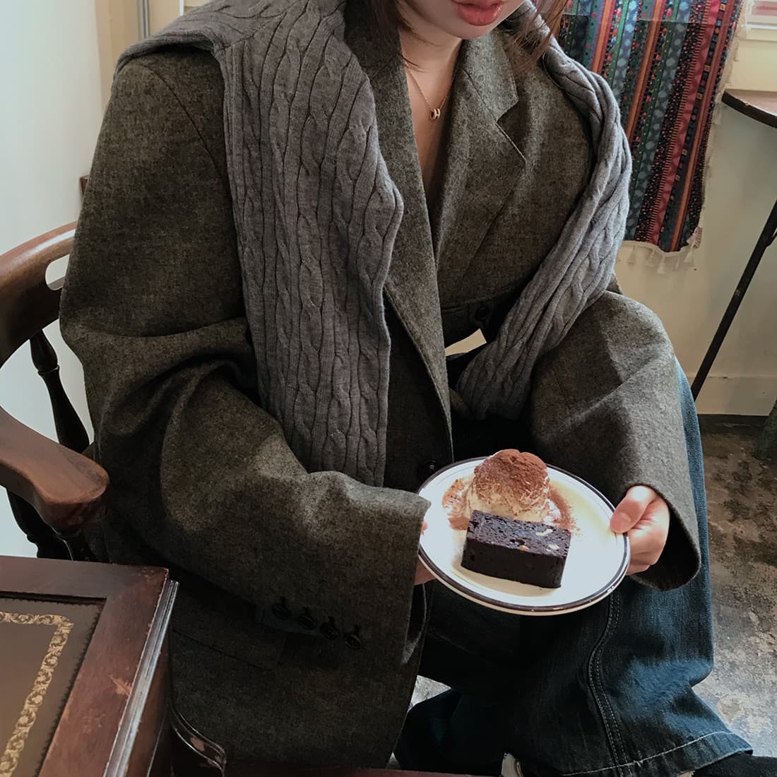 있음 선적 한국 스타일 chic 미니멀리즘 출퇴근 고급 센스 다용도 정장 칼라 보온 재킷 상세 이미지 24