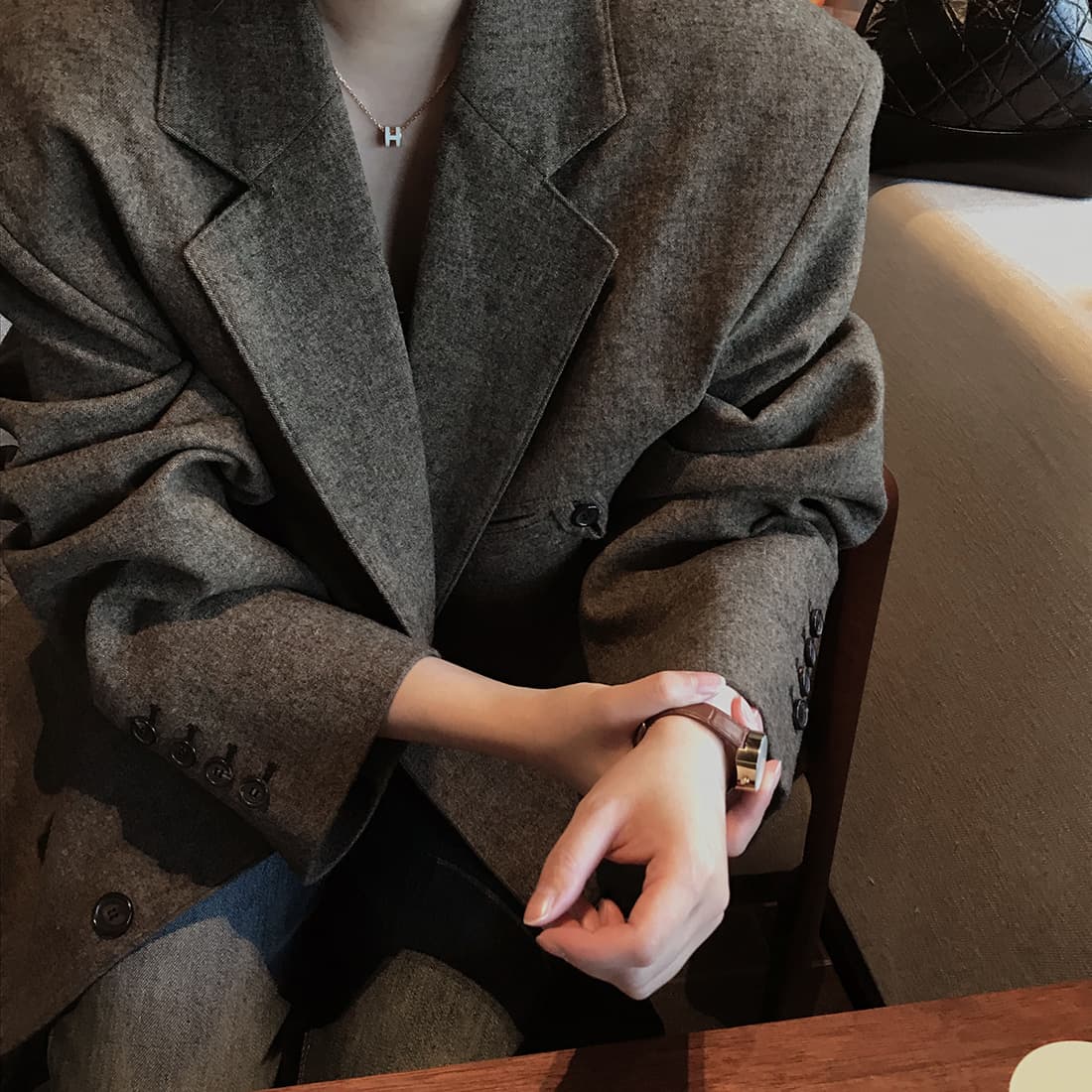 있음 선적 한국 스타일 chic 미니멀리즘 출퇴근 고급 센스 다용도 정장 칼라 보온 재킷 상세 이미지 30