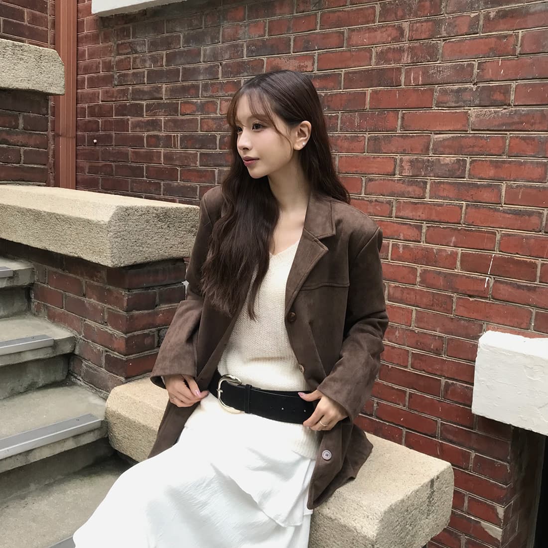 있음 밖으로 한국 2026 겨울 새로운 작은 대중 레트로 아메리칸 사슴 캐시미어 블레이저 상세 이미지 13