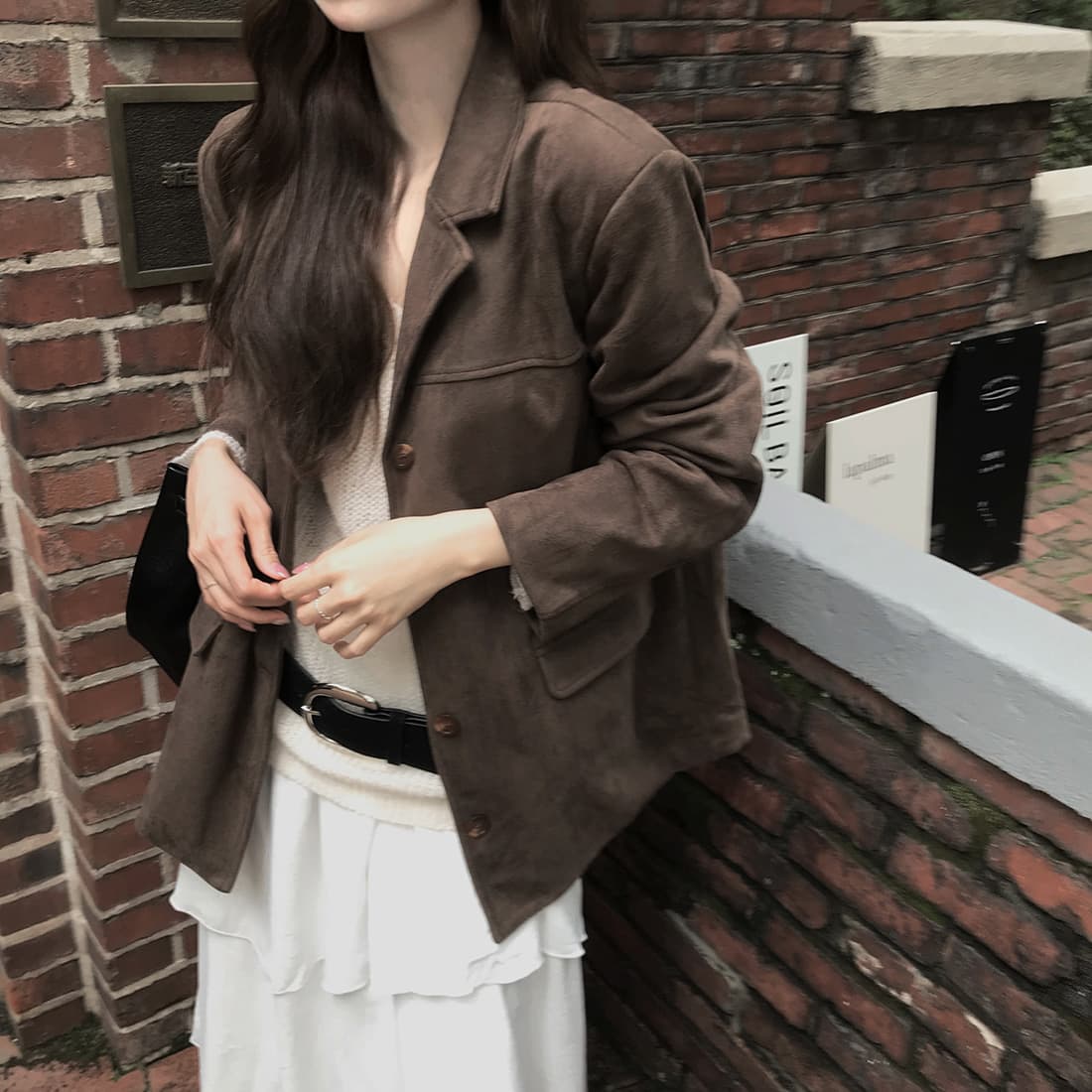 있음 밖으로 한국 2026 겨울 새로운 작은 대중 레트로 아메리칸 사슴 캐시미어 블레이저 상세 이미지 16
