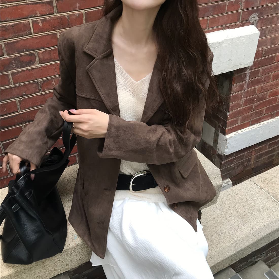 있음 밖으로 한국 2026 겨울 새로운 작은 대중 레트로 아메리칸 사슴 캐시미어 블레이저 상세 이미지 18