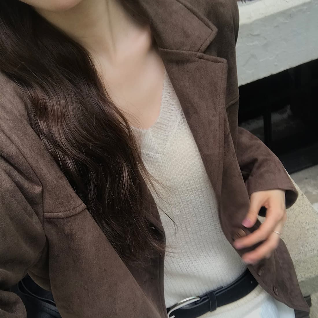 있음 밖으로 한국 2026 겨울 새로운 작은 대중 레트로 아메리칸 사슴 캐시미어 블레이저 상세 이미지 20
