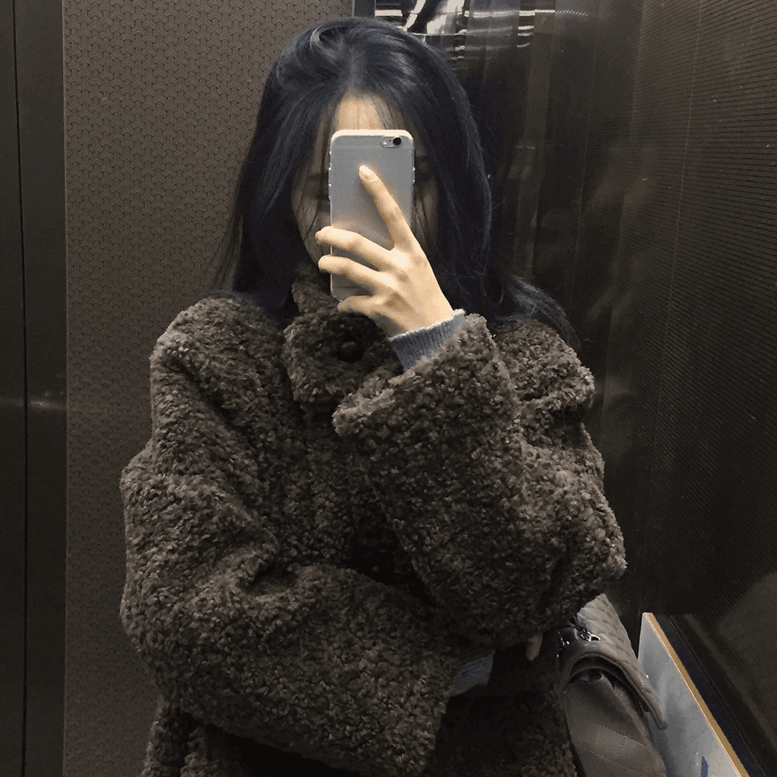 있음 밖으로 h 한국 스타일 chic 양 컬 이중 버튼 재킷 피모 하나 스탠드 칼라 중간 길이 코트 상세 이미지 7