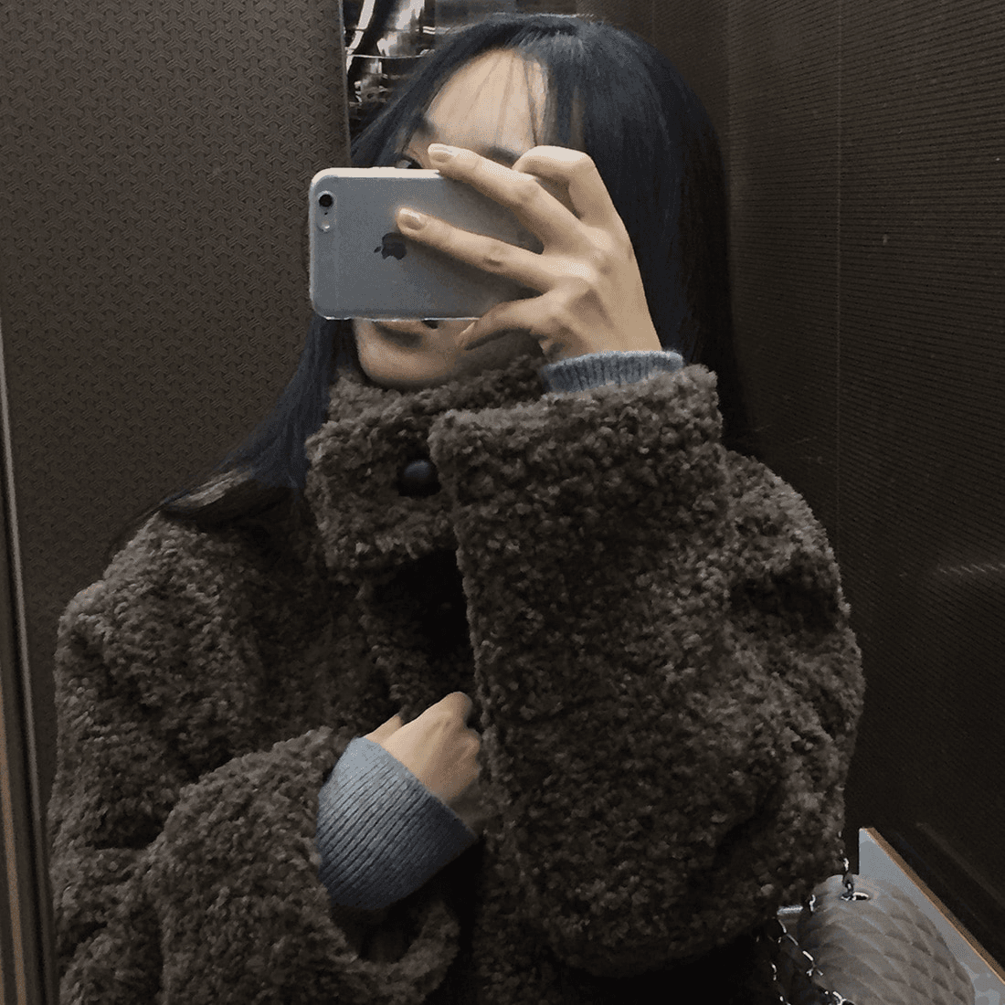 있음 밖으로 h 한국 스타일 chic 양 컬 이중 버튼 재킷 피모 하나 스탠드 칼라 중간 길이 코트 상세 이미지 9