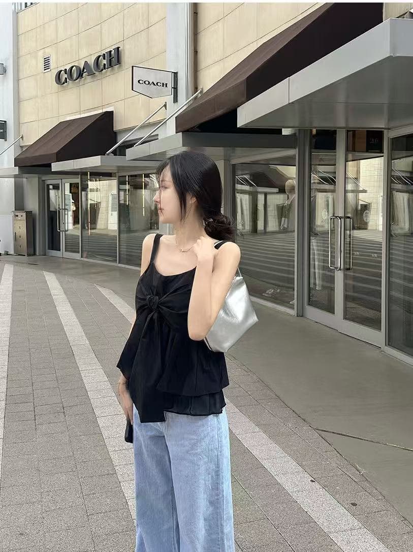 있음 밖으로 한국 chic V넥 꼬집기 Pleat 나비 매듭 쇼트 스타일 거품 소매 셔츠 이미지 4