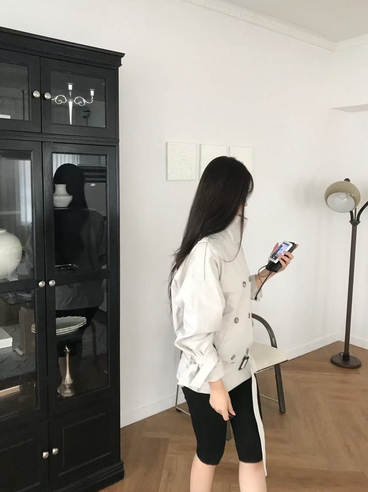 가을 신제품 디자인 센스 작은 대중 쇼트 스타일 수 있습니다. 소금 수 있습니다. 달콤한 외출용 스탠드 칼라 이중 버튼 재킷 재킷 상세 이미지 15