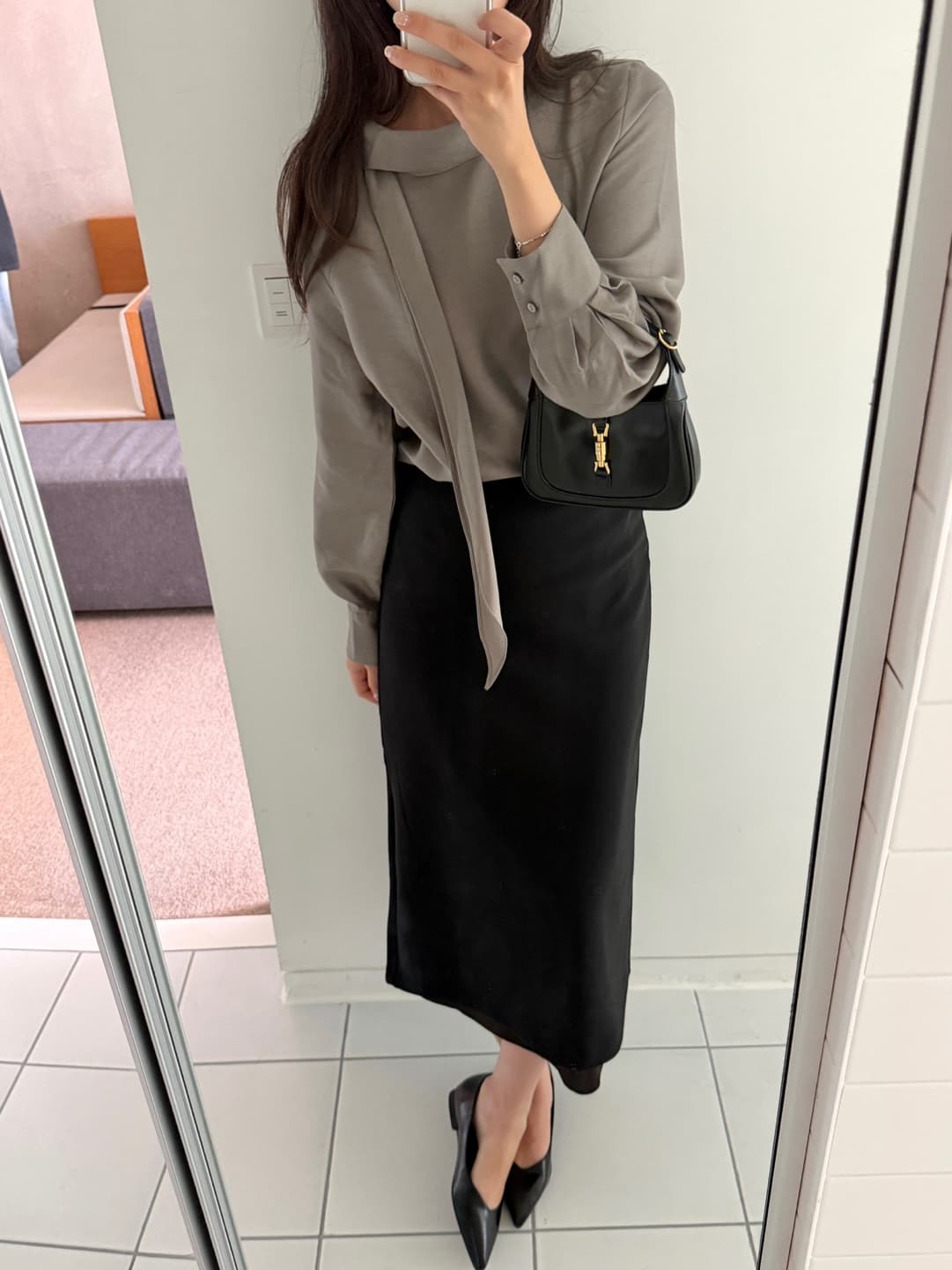 리본 여성 셔츠 디자인 센스 작은 대중 빛 요리 한 행침 목 부서 목 흔들다 칼라 프랑스식 품격 고급 센스 루즈핏 맨위 상세 이미지 13